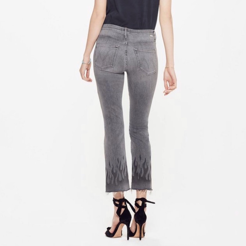 Mother gray black fan the flames insider ankle frey high waisted flare crop jean - Picture 4 of 16